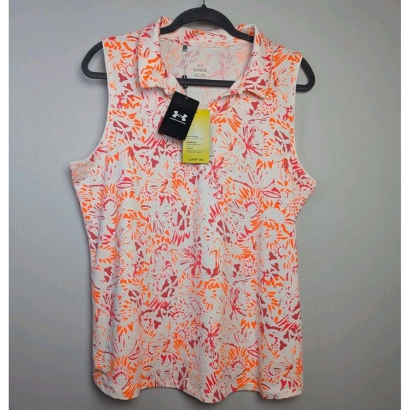 Tops - Under Armour Polo Shirt Womens XL White Active Sleeveless Golf UPF 30+ Anti Odor